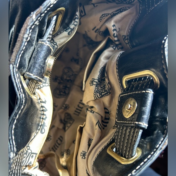 Juicy Couture Black Suede Logo Shoulder Bag - Picture 3 of 6